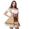 Mnichovský Oktoberfest Šaty pro pivní služku s odhalenými rameny v khaki