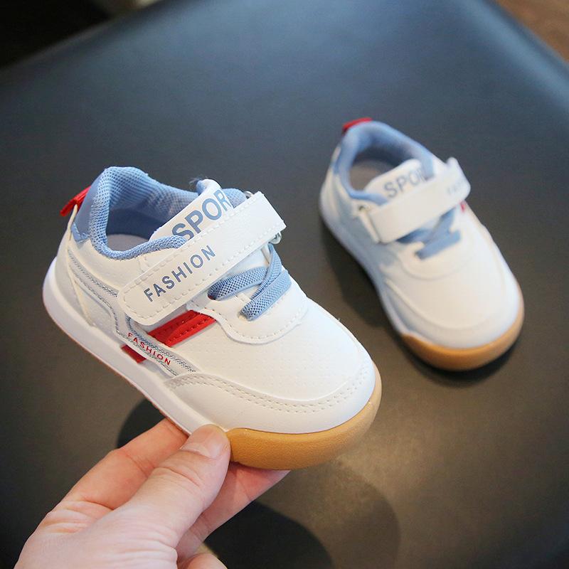 

Модная детская обувь 2025 Осень Новые детские кроссовки Простая повседневная обувь для девочек Мягкая подошва Обувь для мальчиков Противоскользящие детские первые шаги 23insole15.5cm синий