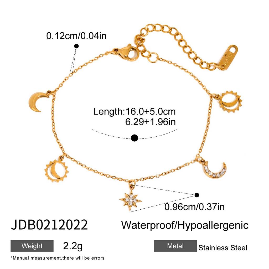 Youthway Diamonds Star & Moon Charms Drop Bracelet Bangle Chic Daily Premium Jewelry Recommend New for Women Gift