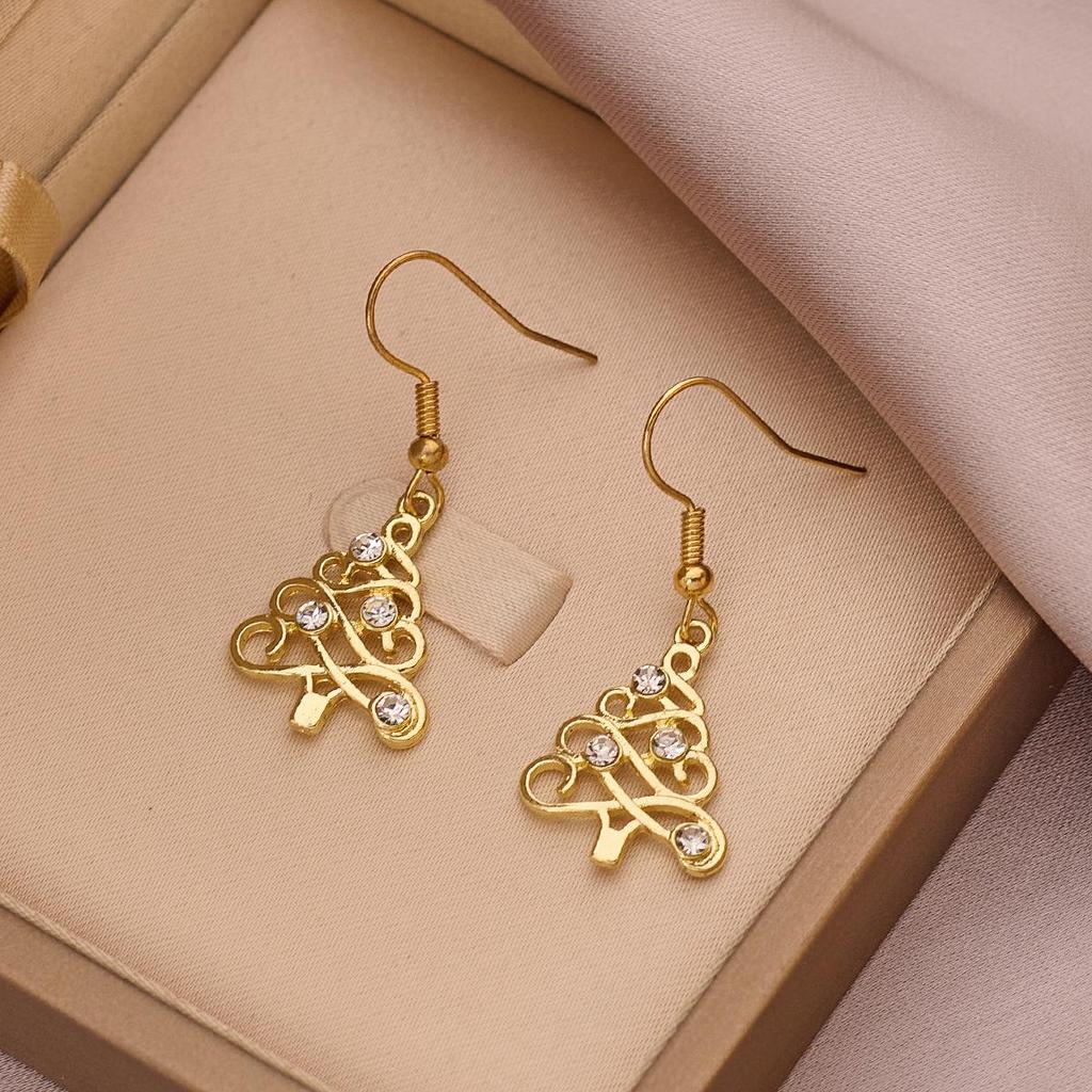 Festive Holiday Earrings Set: Long Style Bell, Snowflake, Santa, Tree, Cane Alloy Earrings for Women