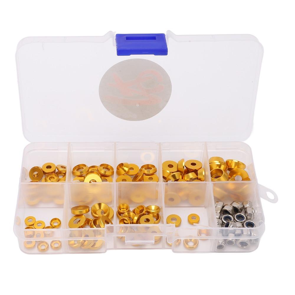 1/10 1/8 Scale RC Screw Washer Kit Aluminum Alloy Flat Washer Set Round Head Gasket  For RC Cars