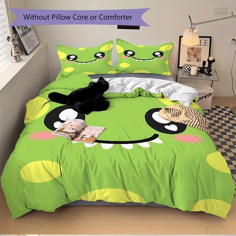 3pcs set Cute Monster 1 Quilt Cover + 2 Pillowcases, All Seasons Bedroom Setting, Perfect for Home and Dorm Decor a147