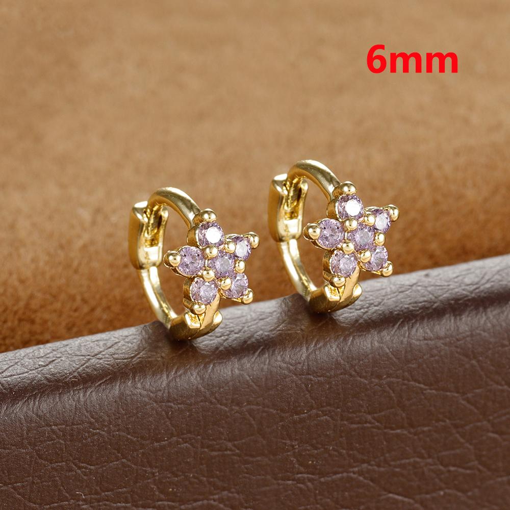 2 Stück Huggies Creolen für Damen Einfach Edelstahl Kleiner Kristall Zirkonia Knorpel Blume Ohrringe Piercing Schmuck