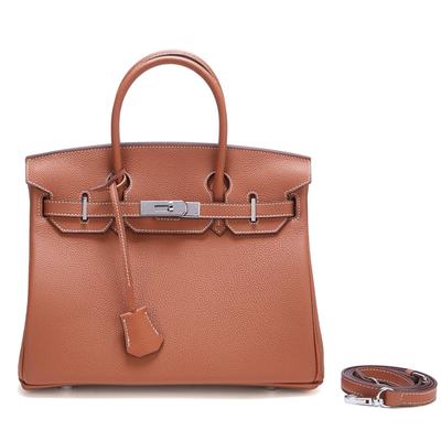 Neue Tasche aus Platin mit silberner Schnalle aus Metall, echtes Leder, große Kapazität, handliche Damentasche, Umhängetasche aus Rindsleder mit Litschi-Muster
