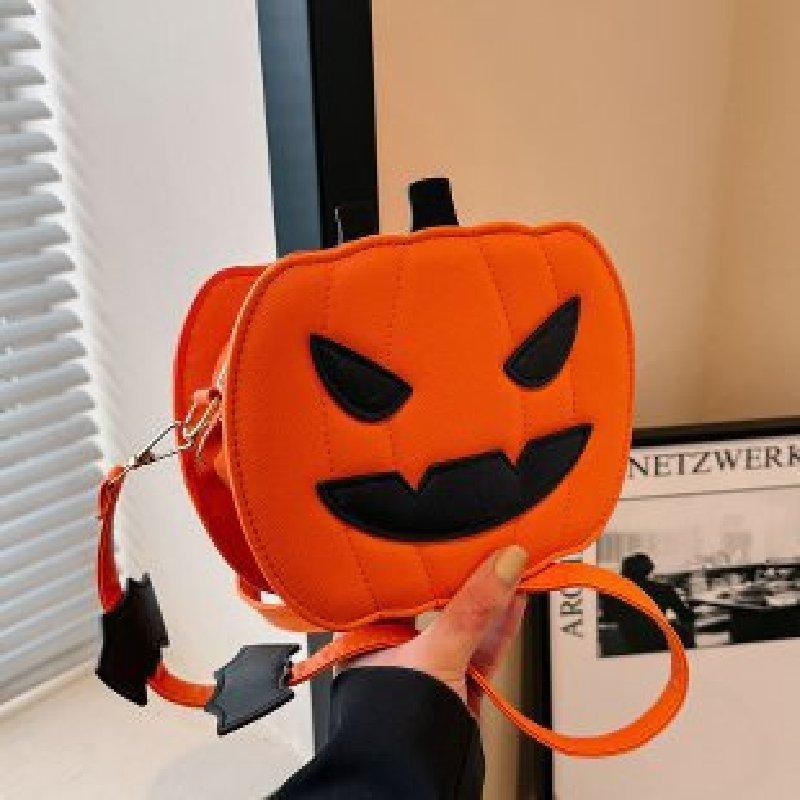 

Funny Halloween Lady Expression Pumpkin Bag Single Shoulder Handbags Crossbody Orange Anger