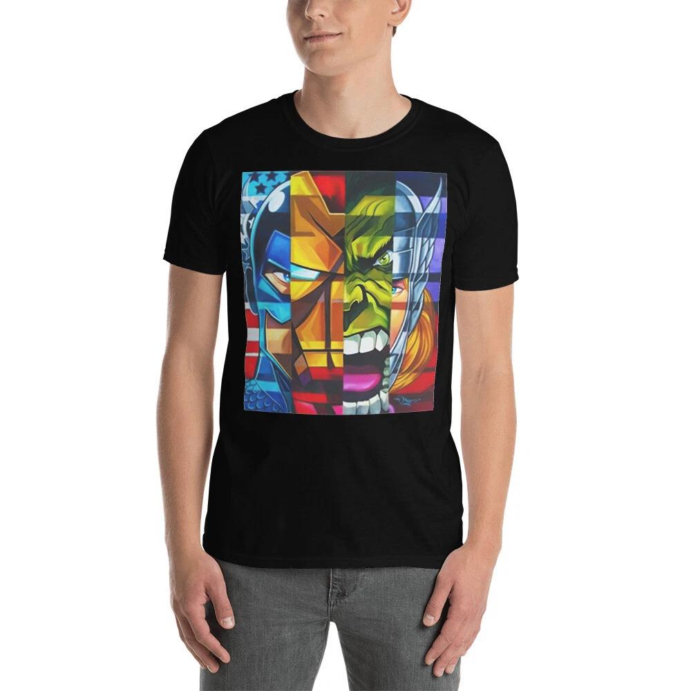 SUPER HEROES COLORFUL FUN ACTION MOVIES GRAPHIC Short-Sleeve Unisex T-Shirt 4XL