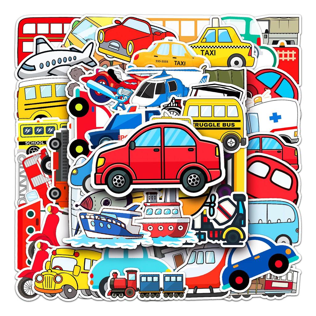 50-Pack Trendy Transportation Luggage Stickers for Laptop and Car Decoration