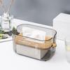 1pcs Nordic Minimalist Transparent Tissue Box Bamboo Lid Tissue Storage Box for Home Living Room Dining Table Paper Box