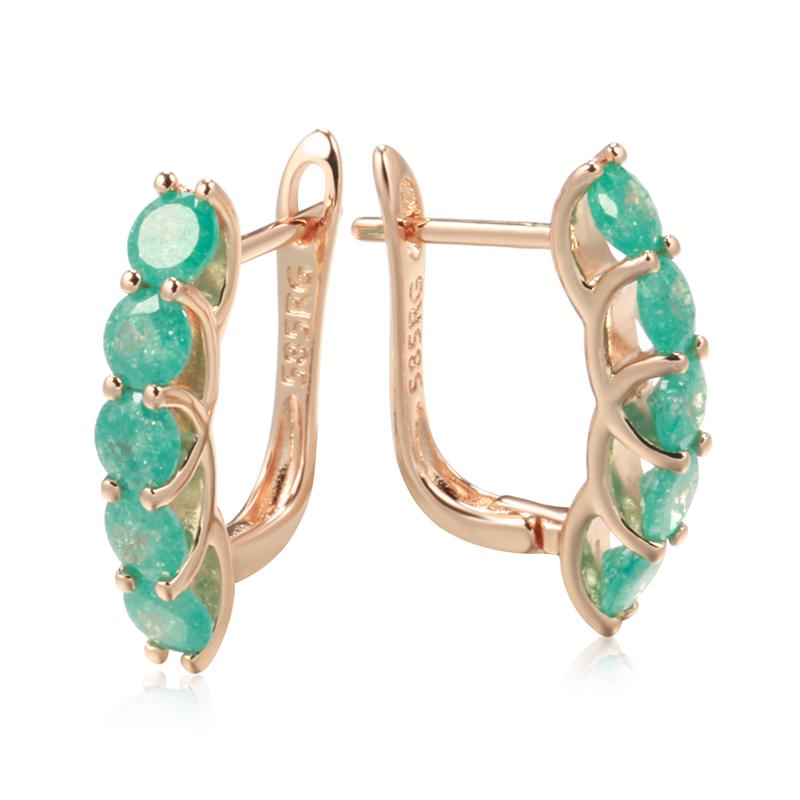 

Смарагдові Круглі Сережки-Підвіски Для Жінок Розкішні Натуральні Циркони З Кольором Рожевого Золота Щоденні Тонкі Прикраси