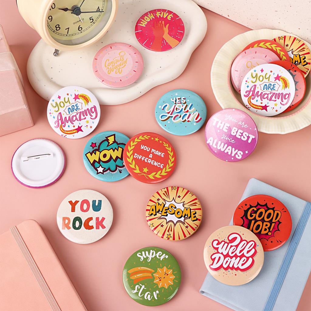60 Pcs Reward Button Pins Mini Round Recognition Buttons Appreciation Inspirational Encouragement Pin Award Badges For School Of