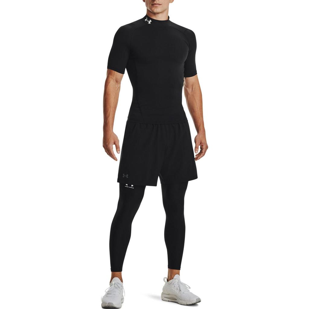 Under Armour Camiseta de Compresión de Manga Corta y Cuello Alto de Color Sólido para Hombre Tops Negro 1372586-001