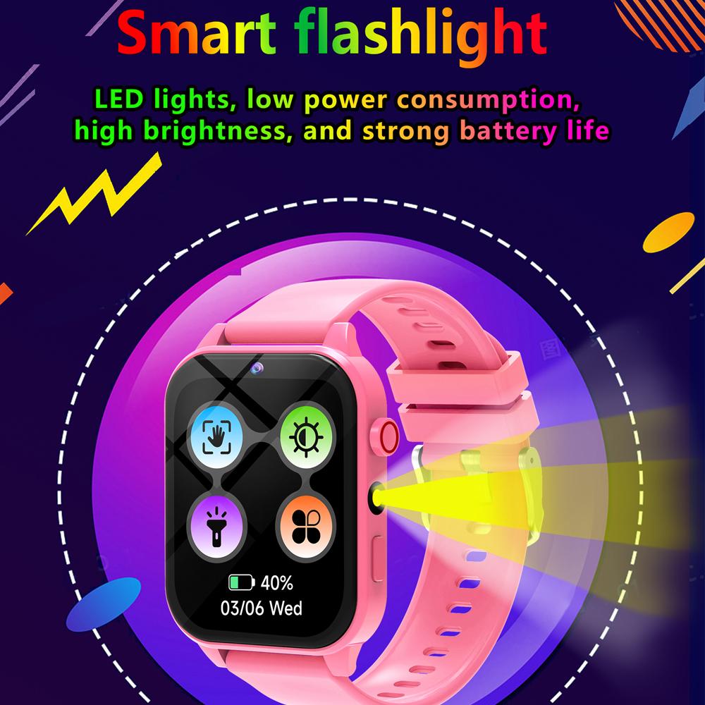 Kinderspiele Smartwatch 1,83'' HD Kamera Taschenlampe Schlafüberwachung Wecker 18 Spiele Smartwatch Kinder Jungen Mädchen Geschenke