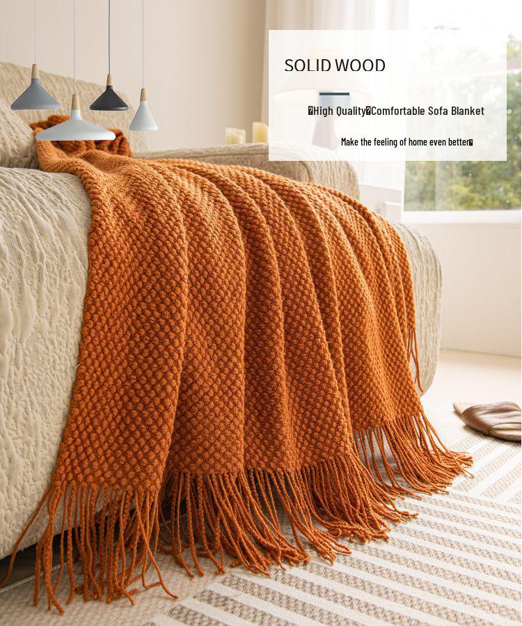 G5Z Luxuriöses Wollsofa & Nickerchen-Decke - Einfarbige, Ins-Stil, Schal-Überwurf, Bettende-Dekoration
