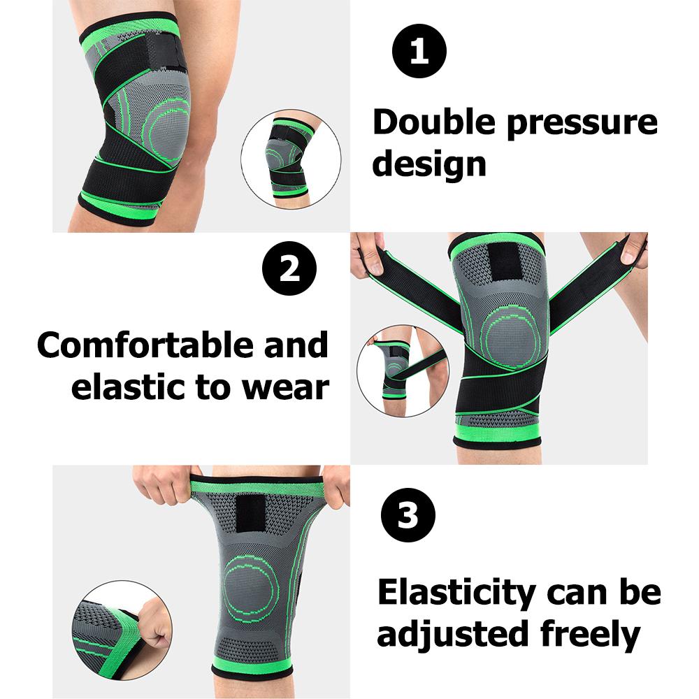 Joelheiras esportivas pressurizadas elásticas, suporte para joelho, fitness, basquete, vôlei, protetor de articulações, 1 ou 2 peças