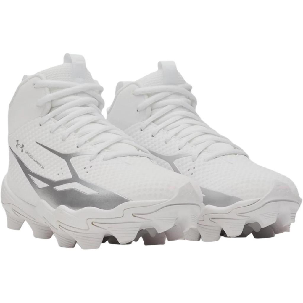 Under Armour Spotlight Hammer Mid top Soccer Shoes White Kids' (Unisex) Kids' Soccer Shoes 6006224 100