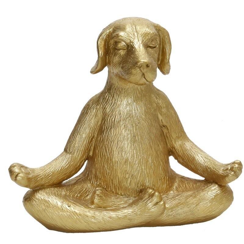 Kreativer Goldener Yoga-Hund Wohnkultur Harzkunst Dekoratives Stück Für Moderne Innenräume
