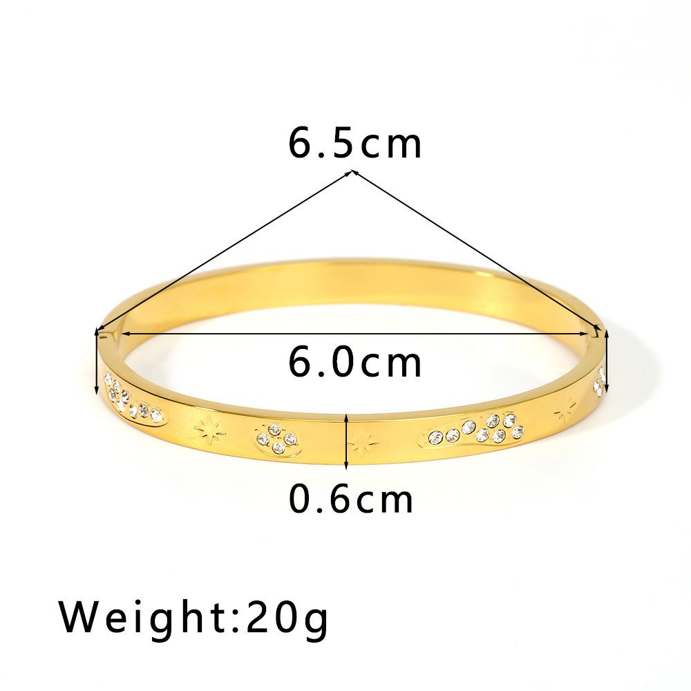 6mm Stainless Steel Zirconia Charm Bangle For Women Gold Color Rhinestone Bracelets