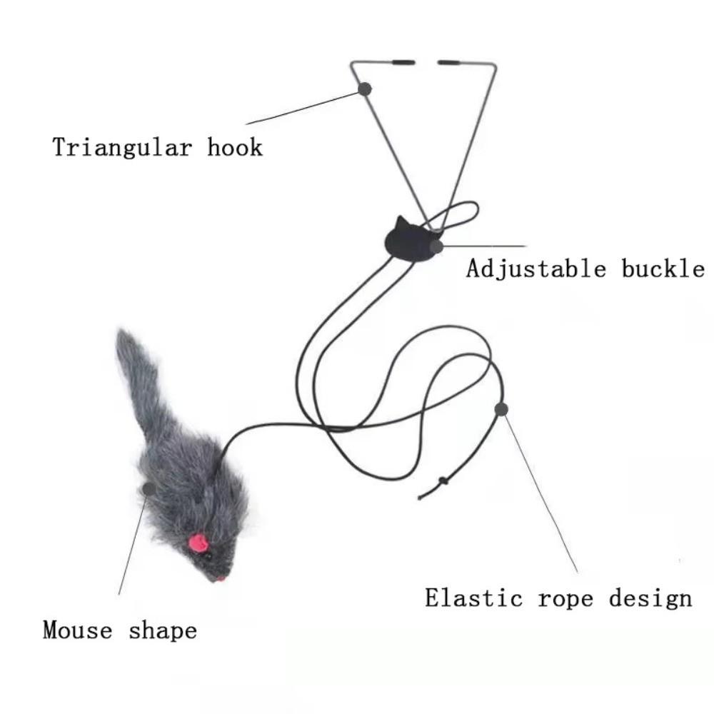 Triangle Hook Simulation Mouse Elastic Rope Adjustable Cat Interactive Retractable Squeaky Scratch Rope Mouse Training