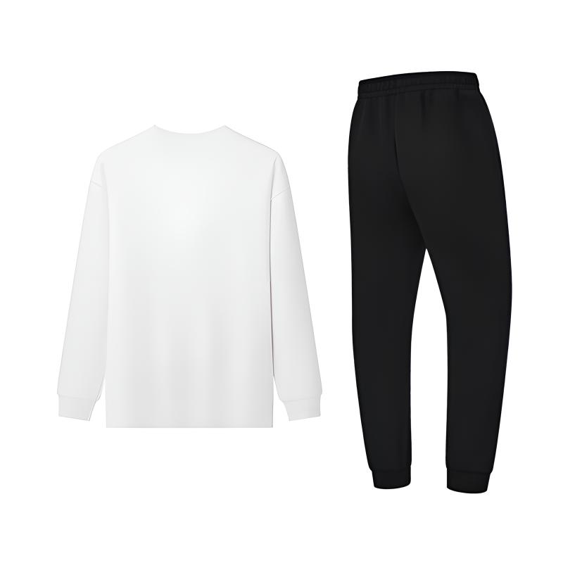 Li Ning Letter Logo Print Fashion Simple Loose Breathable Comfortable Versatile Round Neck Long Sleeve Casual Sports Suit YTLV113-3+AKLVH91-1