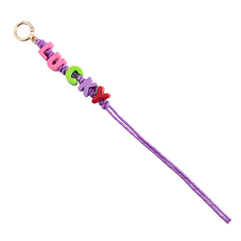 Acrylic Letter Braided Keychain Colorful Nylon Rope Keyring Women Bag Pendant Handbag Charms Key Hanging Decoration