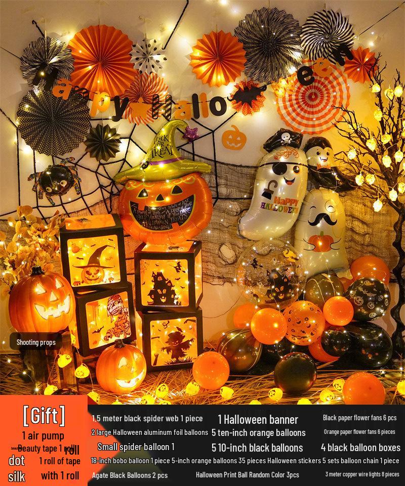 Halloween Kindergarten Party Wall Decor: Balloons & Props for Kids' Atmosphere