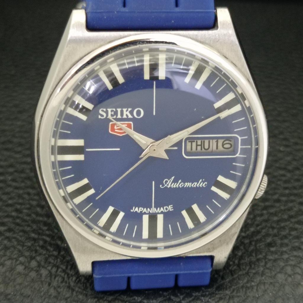 JAPAN VINTAGE SEIKO 5 AUTOMATIC 7009A MENS BLUE COLOR DIAL WATCH a702106-5 R208-a702106