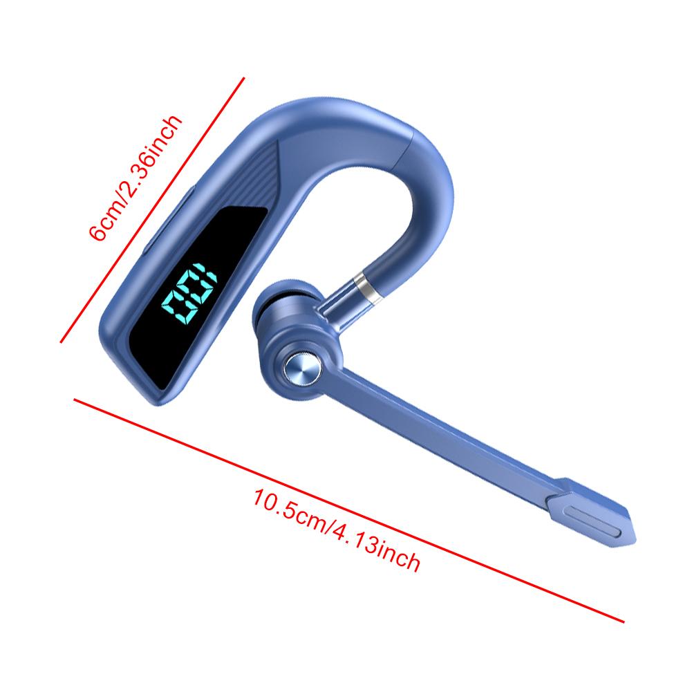 

Беспроводная Bluetooth-гарнитура для левого и правого уха, одинарный наушник-вкладыш с двойным шумоподавляющим микрофоном, заушный крючок с функцией громкой связи синий