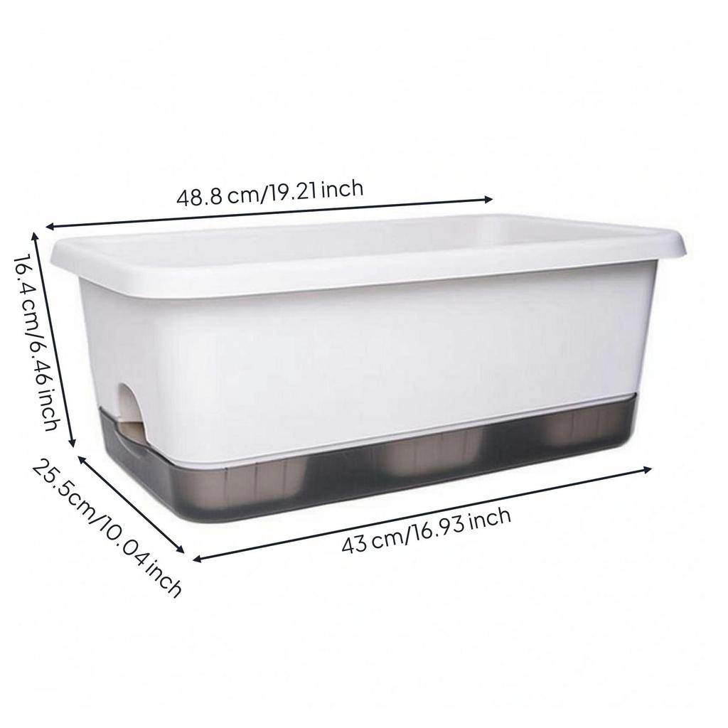 Rectangle Self Watering Planter Long and Narrow SelfWatering Wide Rim Flower Pot