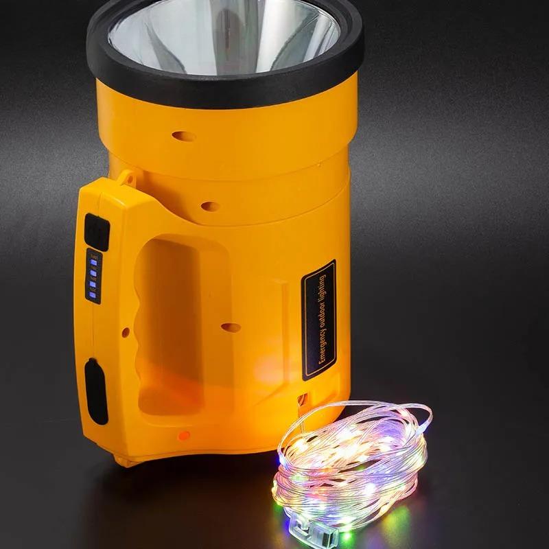 Searchlight Waterproof Outdoor With Colorful Strip Led Light High-Power Long-Range Multi-Function Portable Lamp with USB