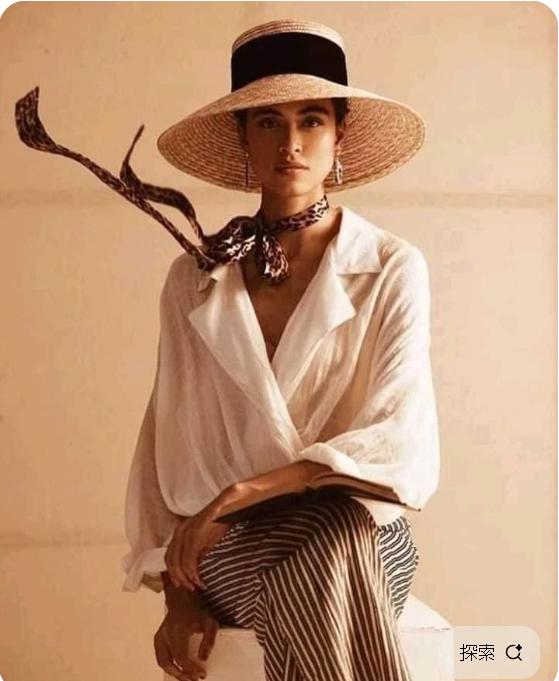 Boater Straw Hat wide brim French elegant square ribbon women's sun hat holiday straw hat