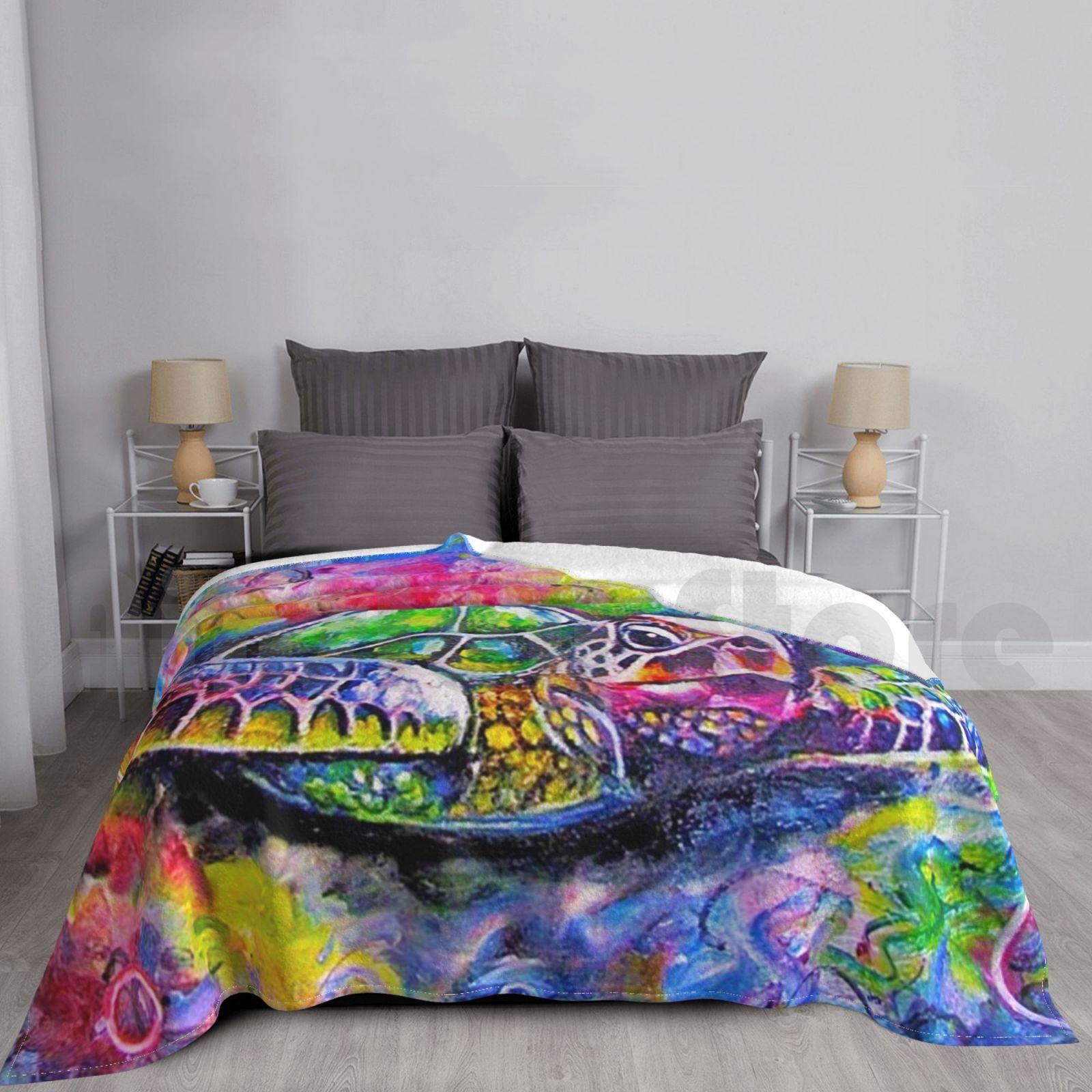 It s Colorful , Dude Blanket Fashion Custom Sea Bubbles Ocean Ocean Life Sea Creatures Ocean Animals Shells Size: 75*100cm, Weight: 230 GSM