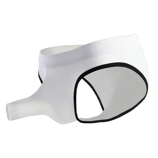 Sexy Men Elephant Nose Open Penis Pouch Briefs Mid Rise Breathable Underwear