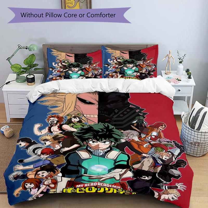 My Hero Academia Characters Bedding Set Comforter Cover Gift for Bedroom,Includes 1 Cover and 2 Pillowcases, No InsertB304