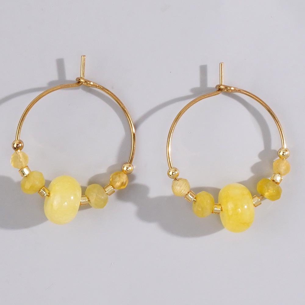 High-End Aventurine Abacus Bead Earrings for Women