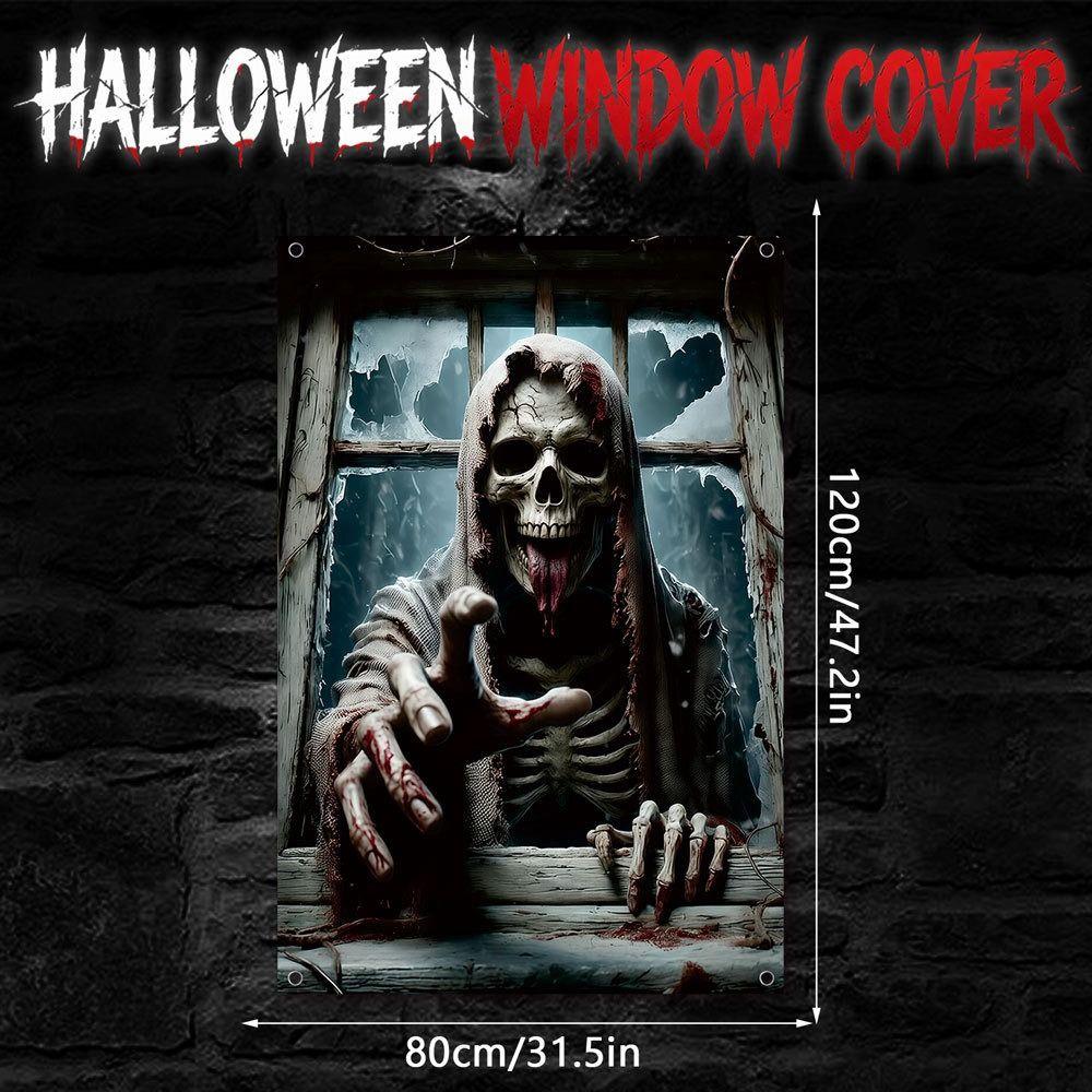Multicolor Fake Window Banner Large Size Halloween Party Backdrop Party Ornament