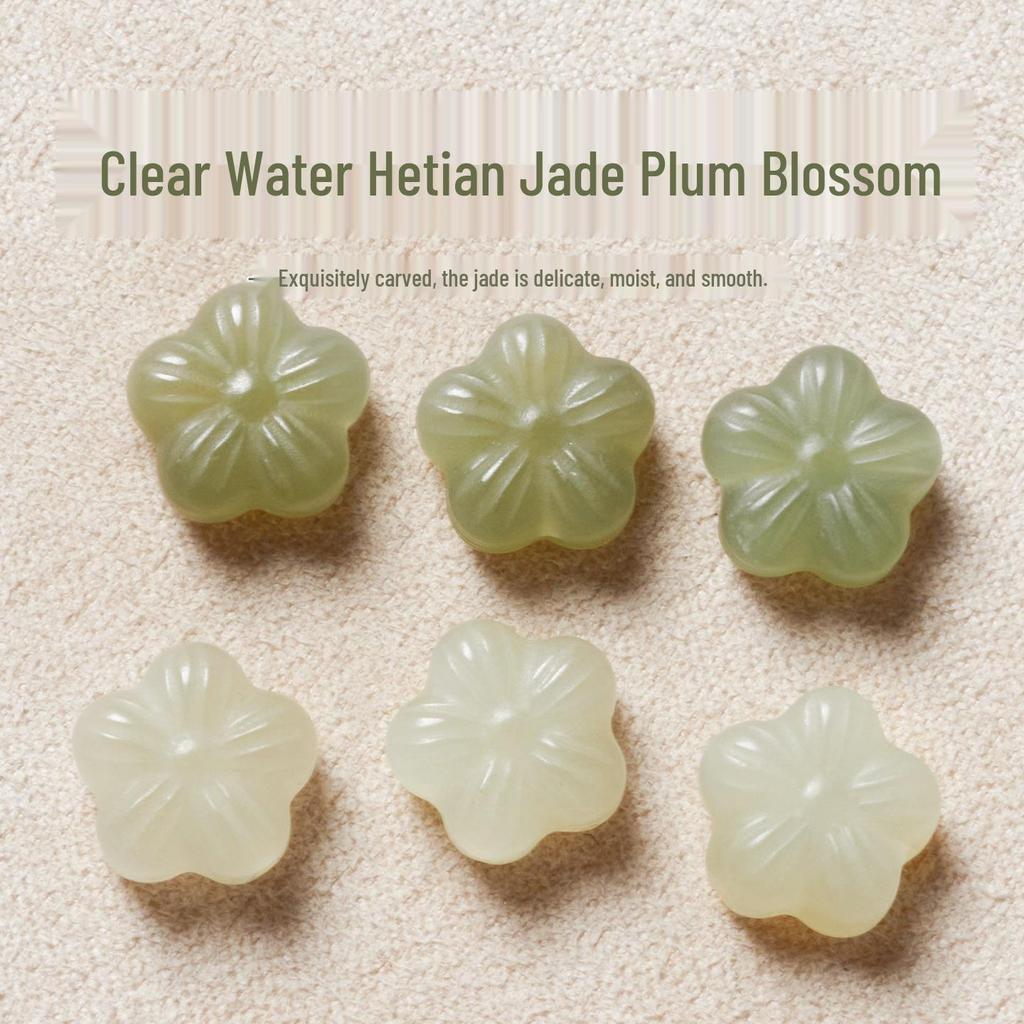 Qinghai Hetian Jade Cloud Flower Beaded Bracelet