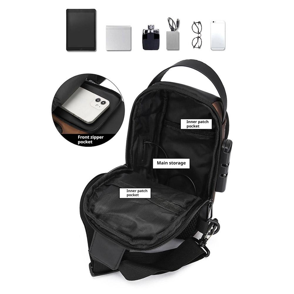 Fashion Business Men's Crossbody Bag Anti Theft Chest Bag Shoulder Bags USB Charging Travel Shoulder Bag for Man