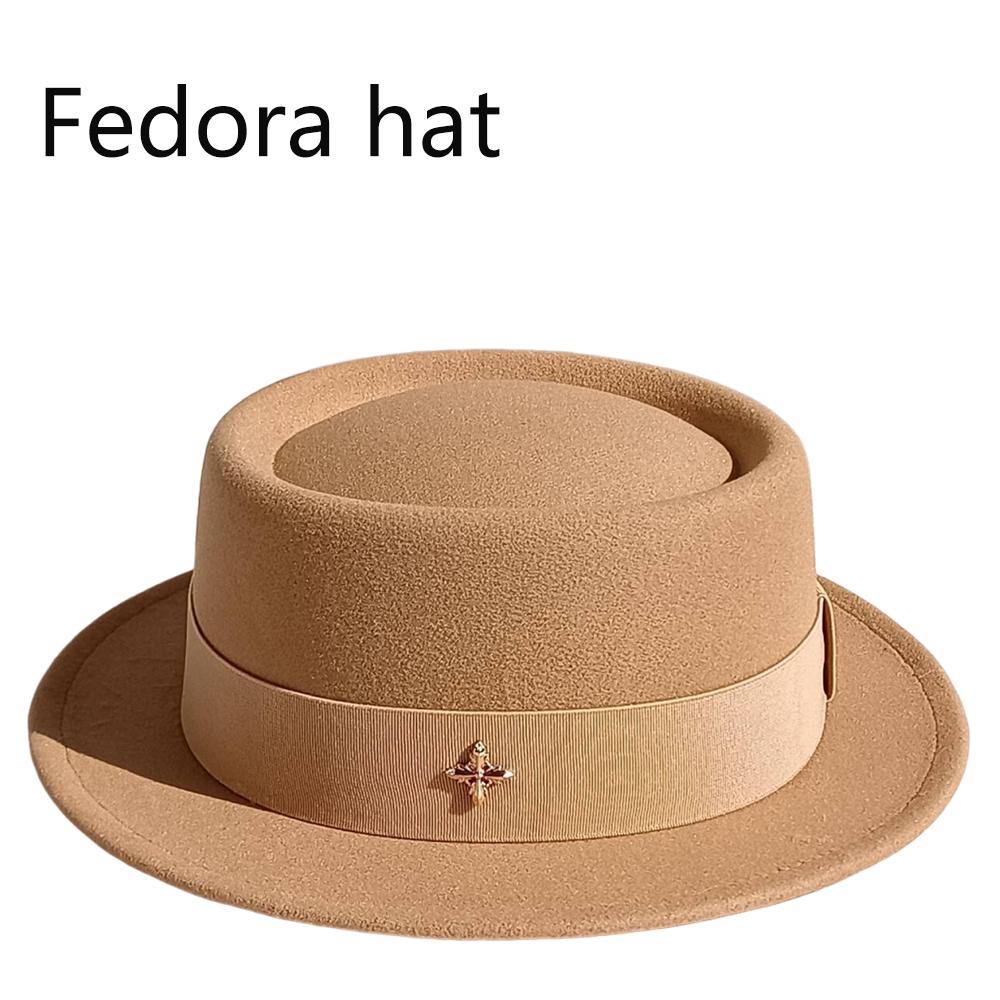 Classic felt fedora hats Panama hats men s church hats and women s outdoor sun hats with elastic band trimchapeau homm M56-58CM