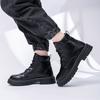 Men's high top casual leather boots spring and autumn outdoor soft sole anti slip comfort workwear boots fashion walking boots