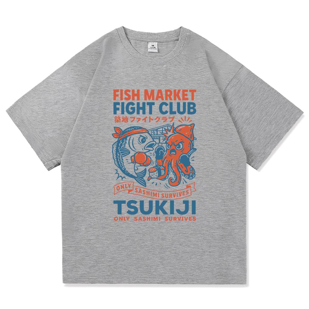 Funny Fish Market Fight Club T Shirt 2025 Fashion Men/women Clothing Vintage Harajuku High Quality Clothes Cotton Tshirts