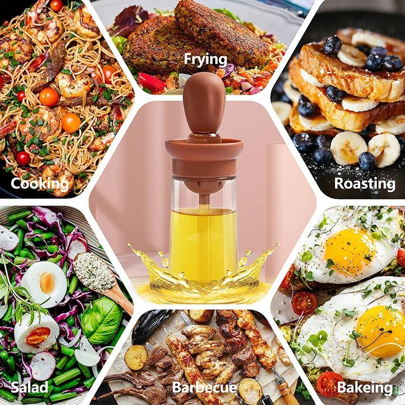 Measurable Seasoning Container Oil Bottle Kitchen Silicone Quantitative Outdoor with Brush Barbecue Spray Bottle Cooking Tools