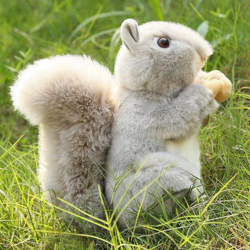 20cm Simulation Squirrel Plush Toy Adorbale Furry Hair Big Umbrella Tail Realistic Soft Stuffed Animal Doll Pillow Girl Gift