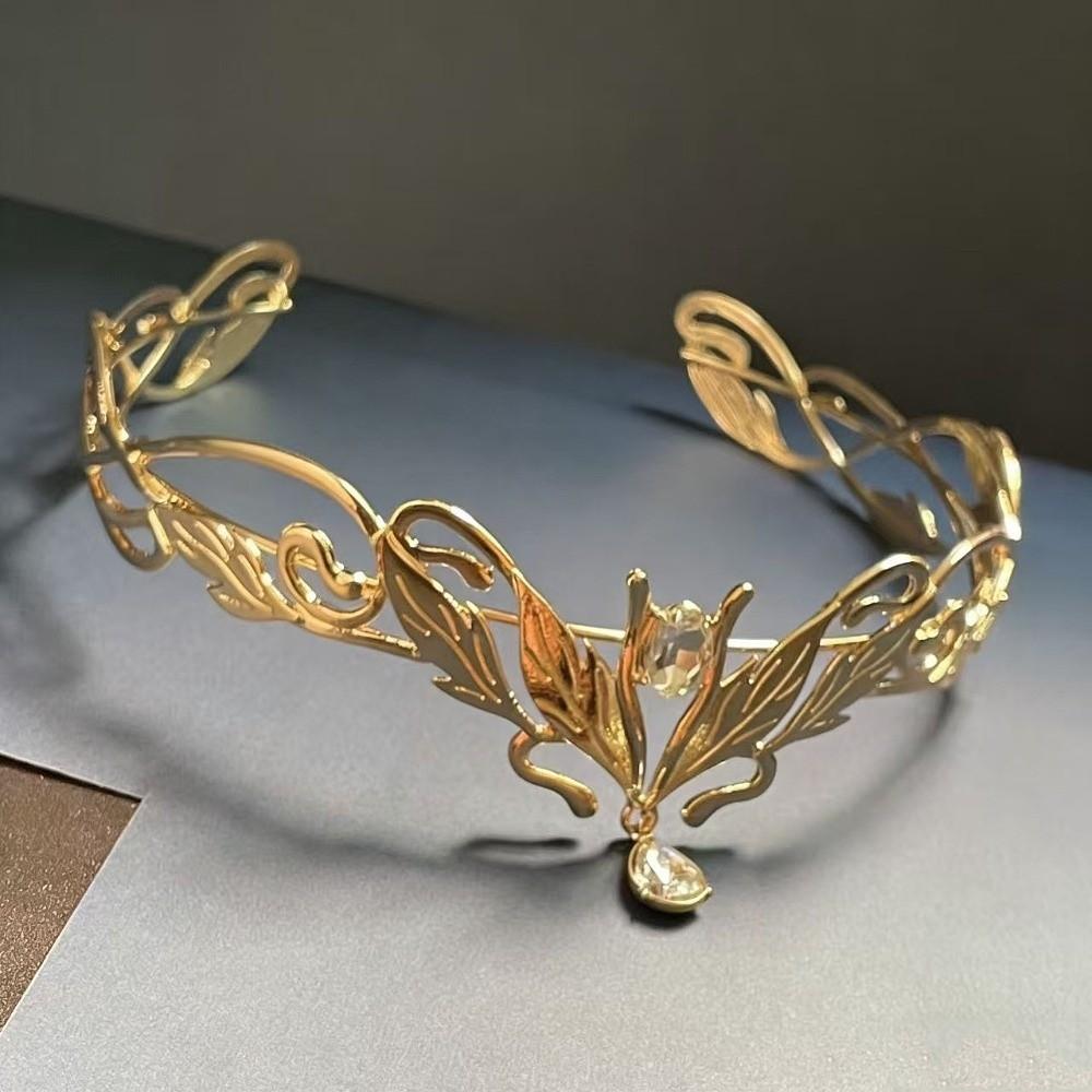 Elegant King Round Elves Crown Baroque Zinc Zinc Alloy Rhinestone Headdress Goddess Tiaras  Wedding Ceremony