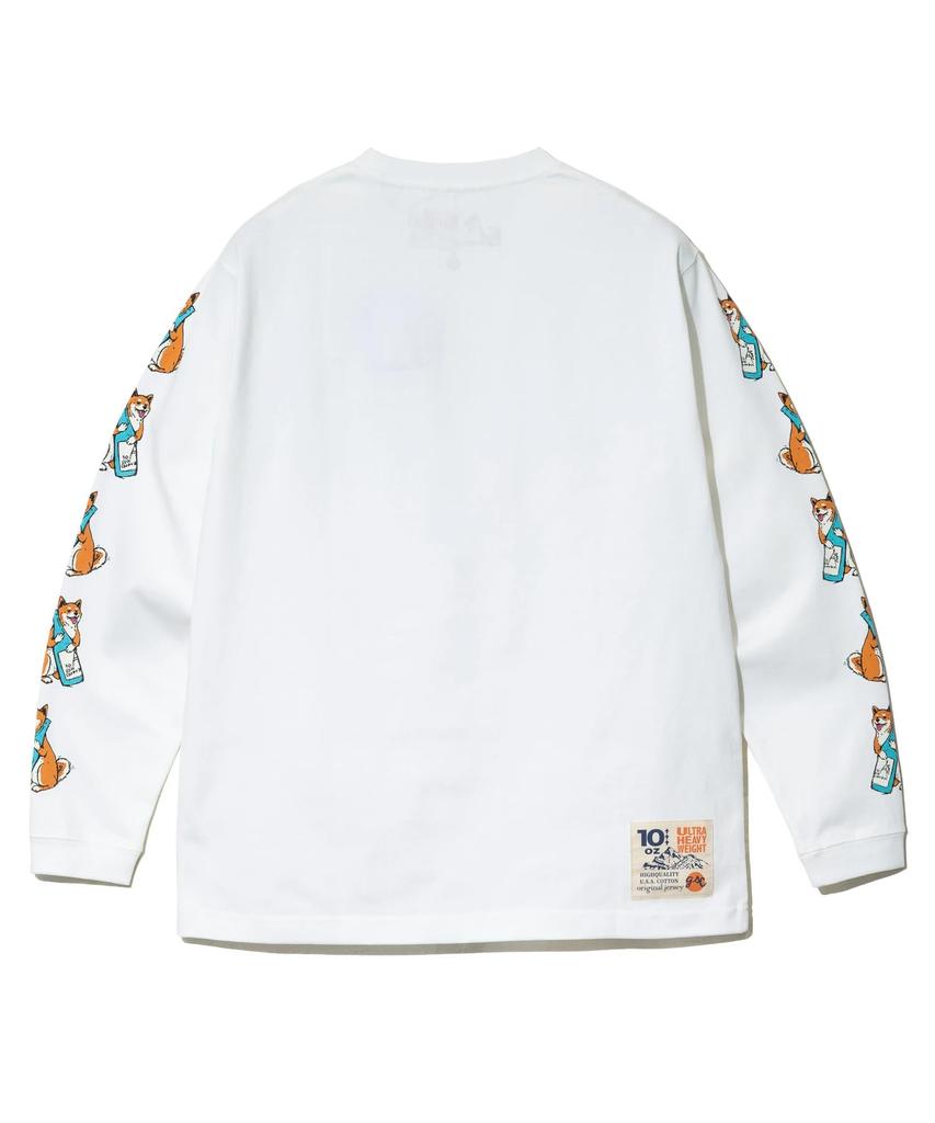 351907 Super Heavy USA/C Shiba Inu Drink Long Sleeve T-Shirt White M