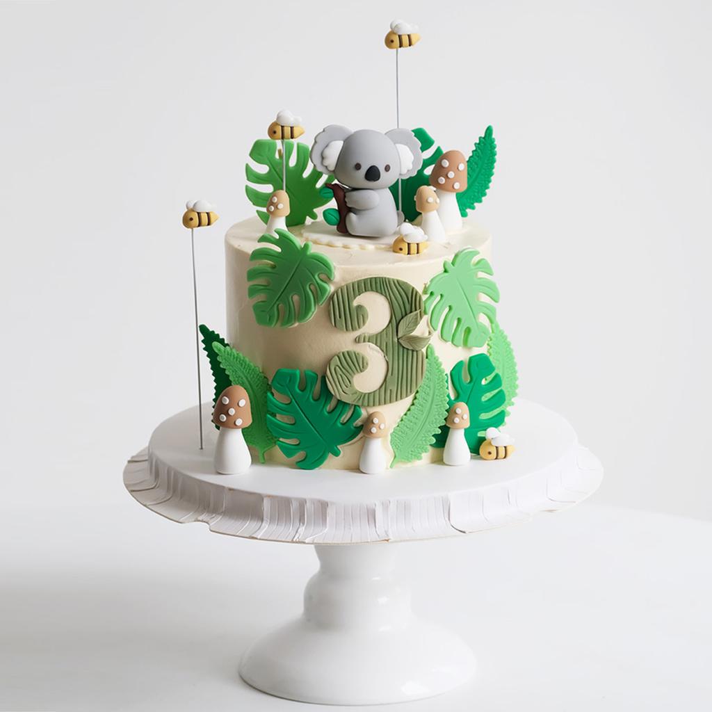 Jungle Baby Shower Cake Decoration Koala Bee Cake Topper Safari Animals Cake Decoration for Birthday Party Supplies