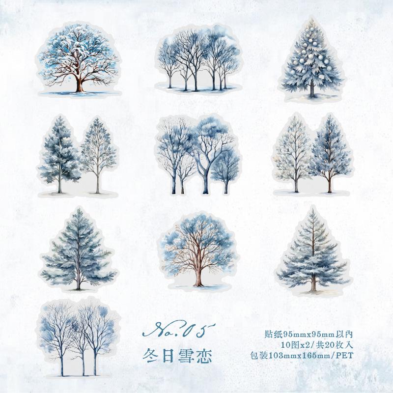 

20 pcs/pack Vintage INS Trees Creativity Adhesive Diy Scrapbooking Diary Album Stick Labels Junk Journal Supplies