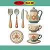 7Pcs Rustic Distressed Coffee Utensil Wooden Ornament Coffee Wall Sticker Hangings  Halloween