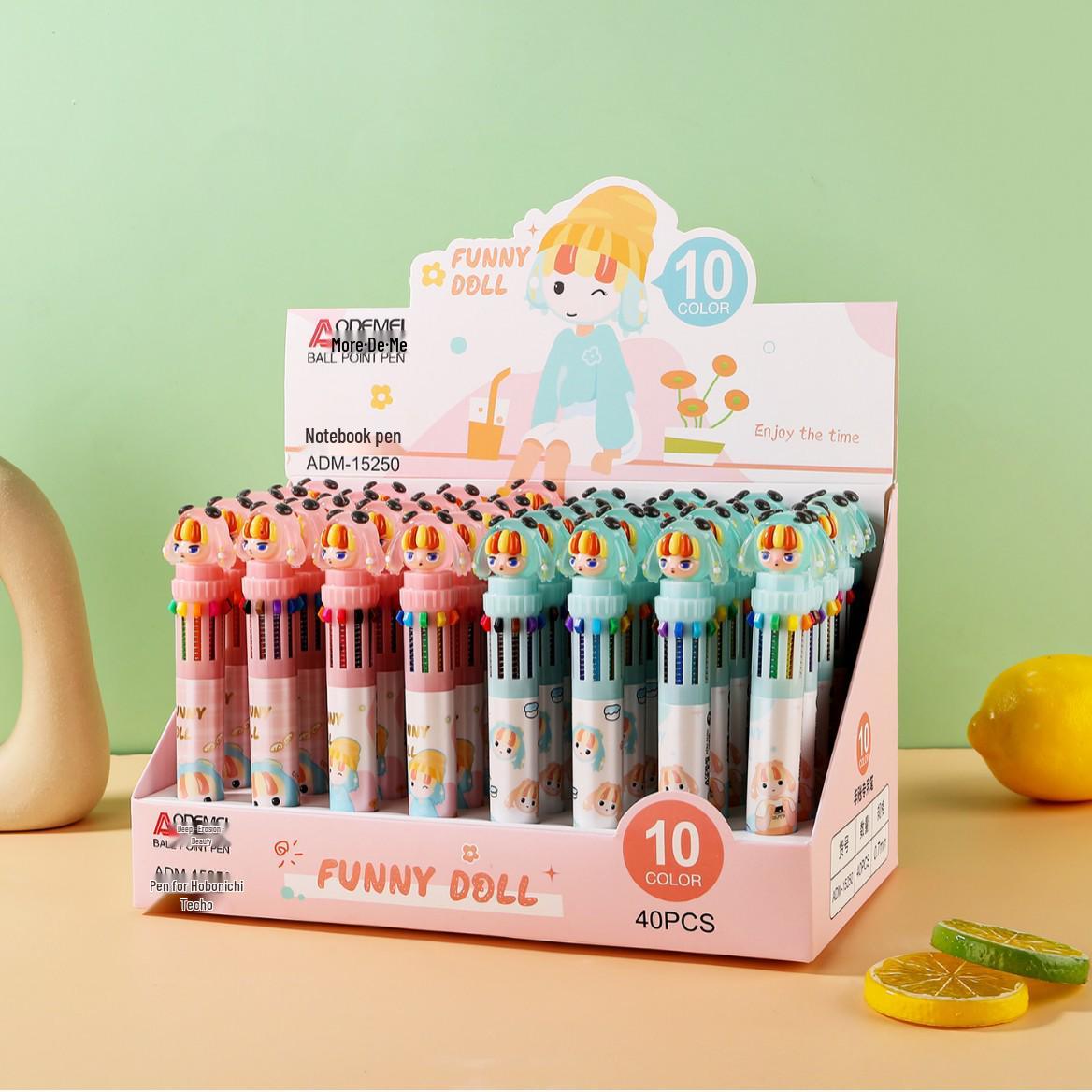 

Oudeme 10-Color Multi-Color Ballpoint Pen - High Appearance Press-Type for Student Marking & Highlighting. Bullet Type 0.7