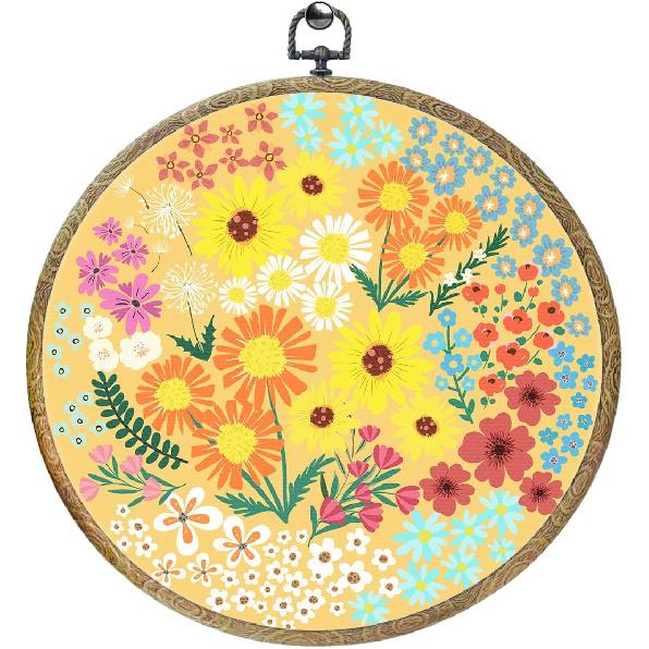 Mushroom Decor Framed Round Wall Decor Canvas Wall Art Hanging Prints Artwork for Home Door Living Room Bathroom Girls Room Kitchen Office