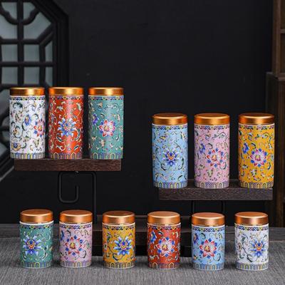 Keramik leere Teedose chinesischer Stil Mini-Teepackungsbox tragbares feuchtigkeitsdichtes Vorratsglas für Zuhause/Büro/Reise
